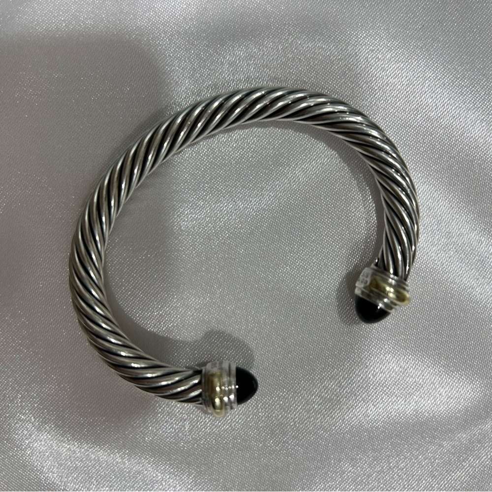 David Yurman 7mm onyx sterling cable cuff bracelet